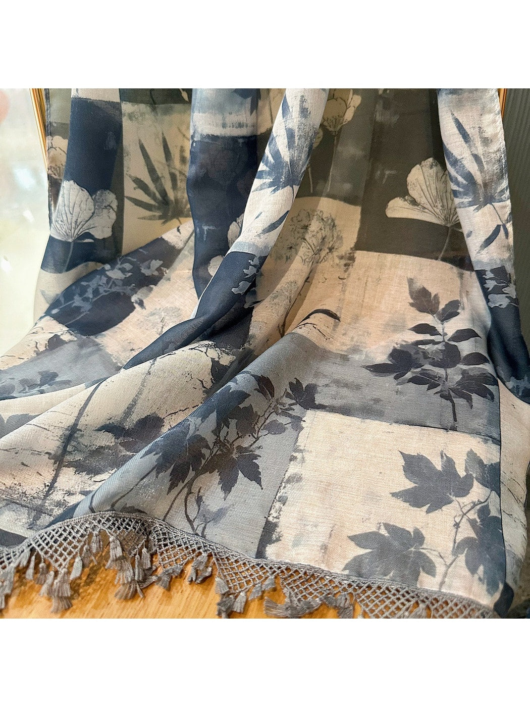 Scarvii - Vintage Blue Patchwork Summer Wrap Scarf