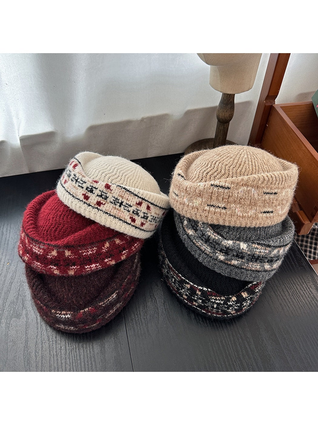 Haila - Brimless Round Crown Knitted Beret Hat