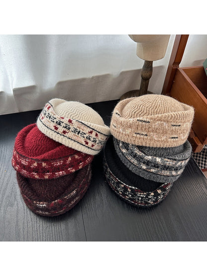 Haila - Brimless Round Crown Knitted Beret Hat