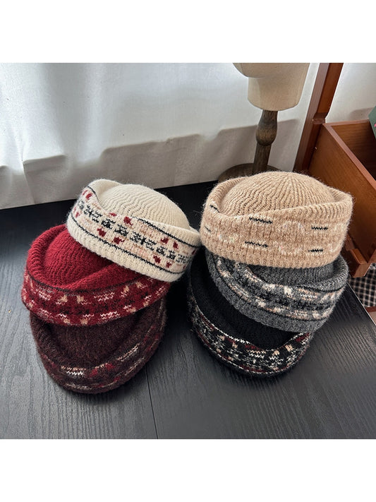 Haila - Brimless Round Crown Knitted Beret Hat