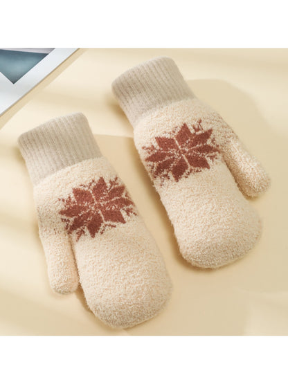 Gloving - Snowflake Fluffy Knit Women's Mittens