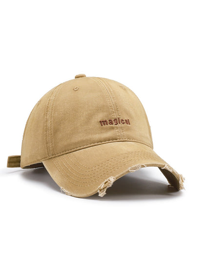Haila - Embroidered Distressed Curved Brim Baseball Cap