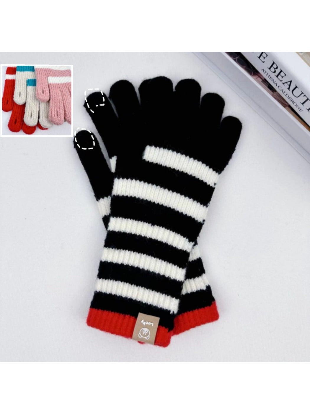 Gloving – Striped Long Knit Gloves