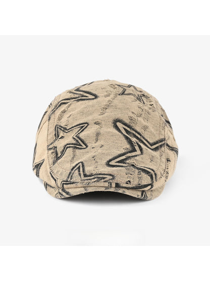 Haila - Vintage Short Brim Stars Newsboy Cap