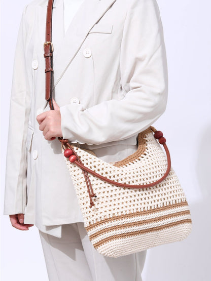 Cosbai - Beige Minimalist Woven Shoulder & Crossbody Bag