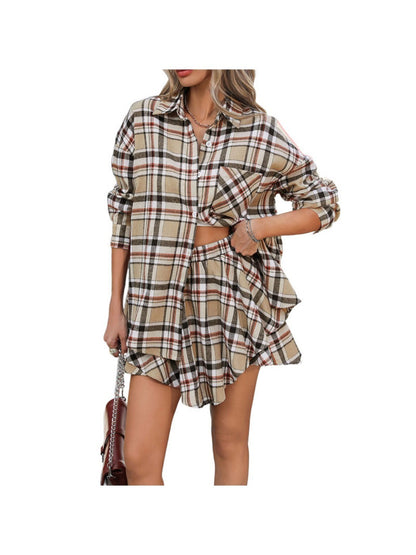 Crosa - Retro Plaid Outfit including Short Skirt & Shirt