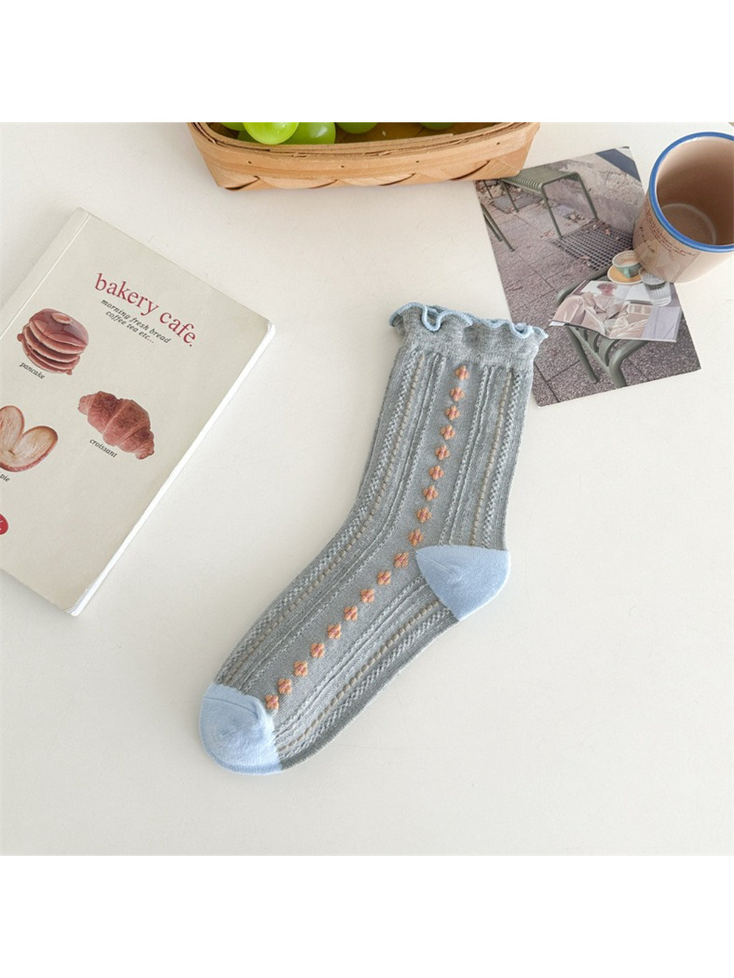 Rufia - Retro Flower Trim Crew Socks