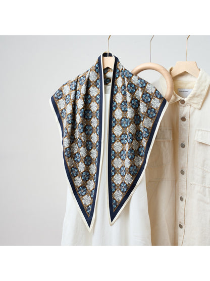 Scarvii - Sophisticated Print Border Triangle Bandana