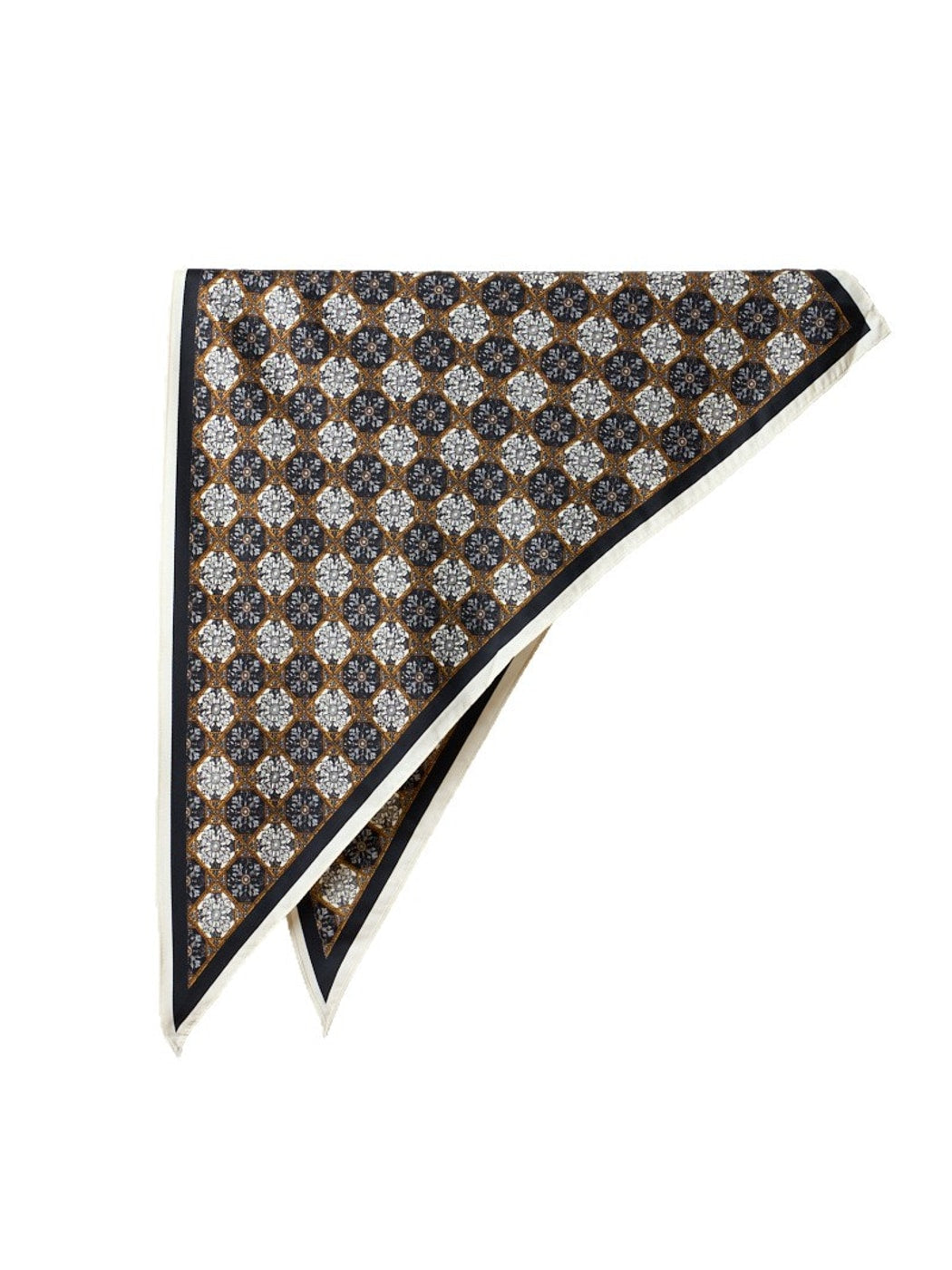 Scarvii - Sophisticated Print Border Triangle Bandana