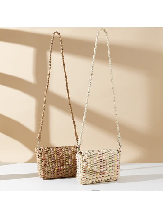 Cosbai - Color Thread Summer Straw Bag