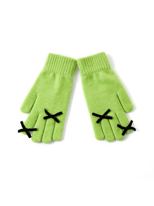 Gloving – Solid Color Gloves with Bow Accent
