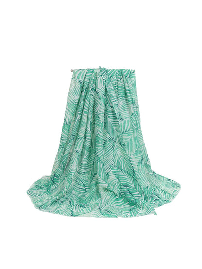 Scarvii - Vacation Style Leaves Printed Fashion Scarf