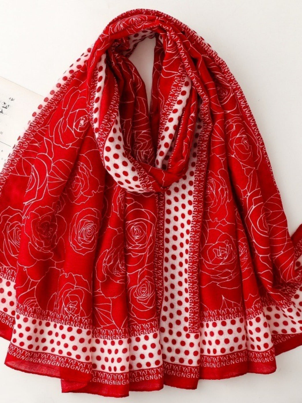 Scarvii - Vintage Dot & Floral Print Scarf - Elegant & Chic