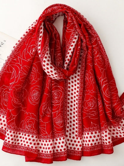 Scarvii - Vintage Dot & Floral Print Scarf - Elegant & Chic
