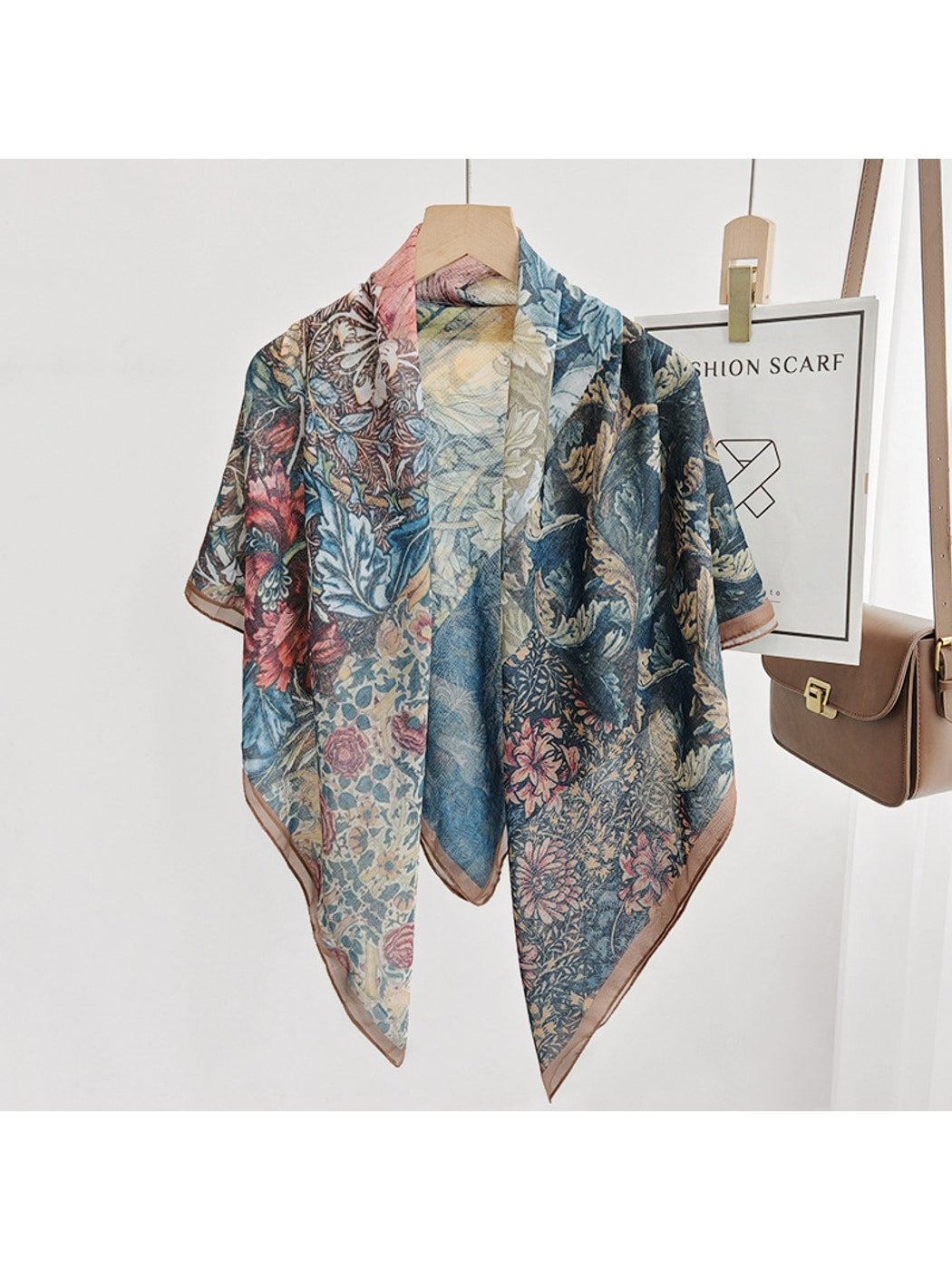 Scarvii - Botanical Collage Print Fashion Square Scarf