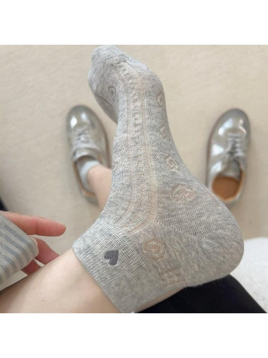 Rufia - Heart Design Openwork Ankle Socks