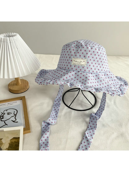 Haila - Ruffle Brim Polka Dot Casual Bucket Hat