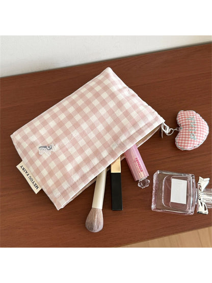 Cosbai makeup pouch standing upright displaying its rectangular shape