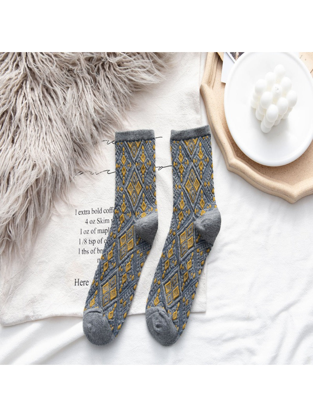 Rufia - Diamond Stitch Crew Socks