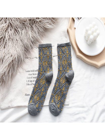 Rufia - Diamond Stitch Crew Socks