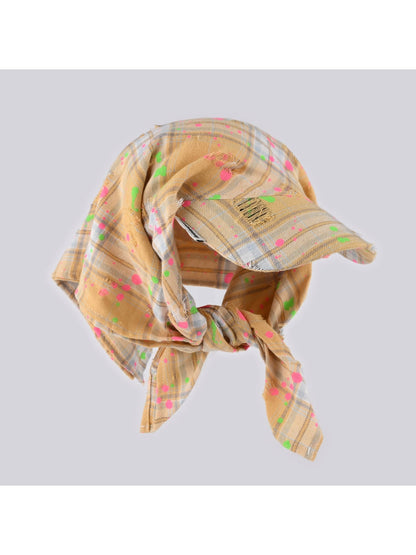 Haila - Graffiti Style Plaid Pattern Headscarf Cap