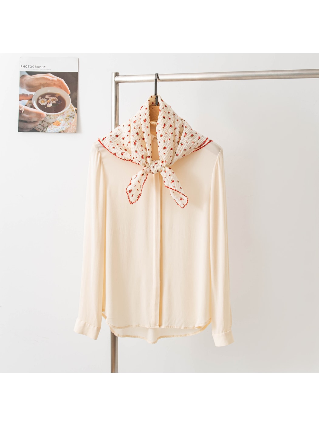 Scarvii - Polka Dot and Floral Print Square Scarf