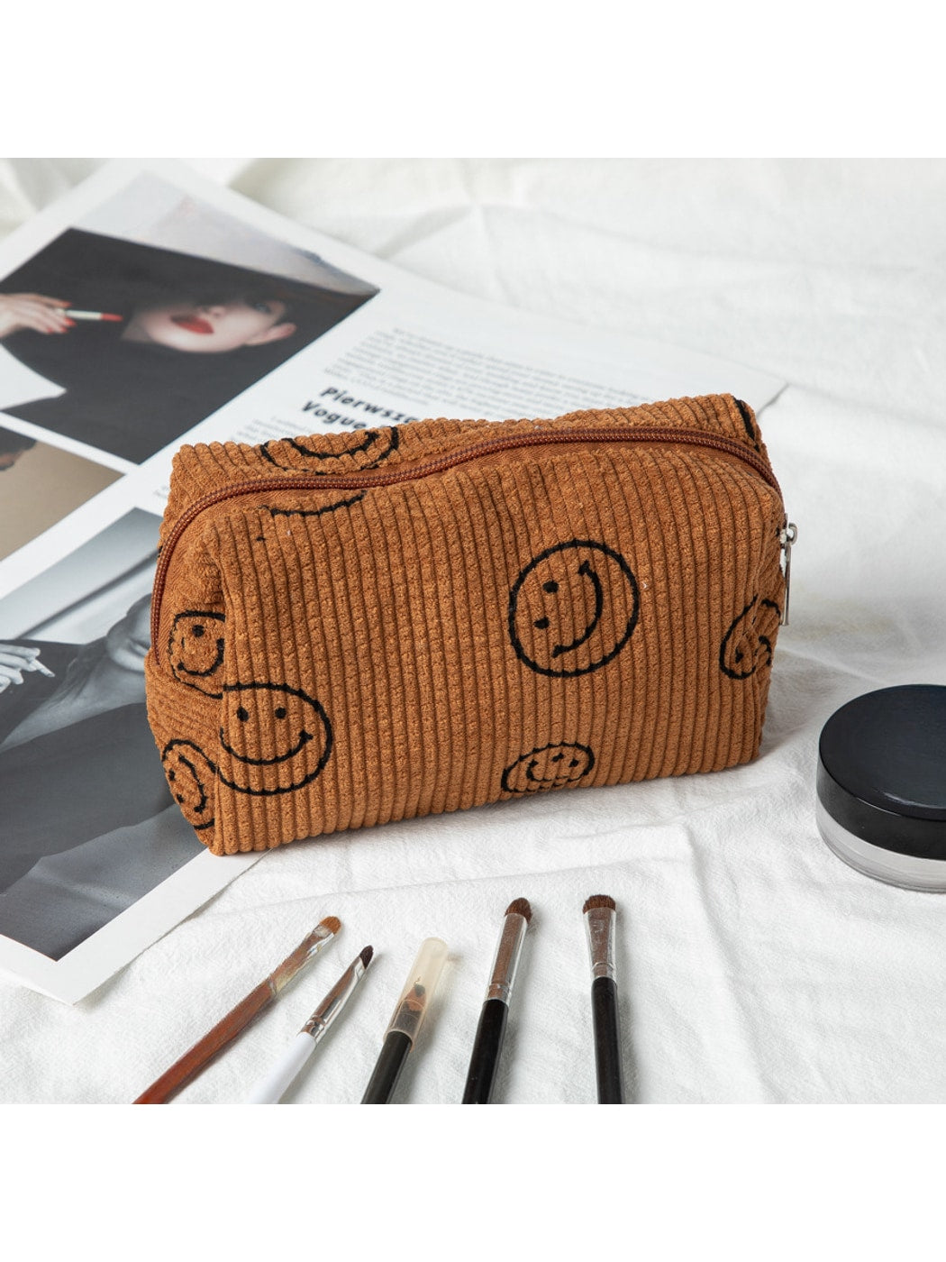 Cosbai - Smiley Print Cosmetic Organizer Bag