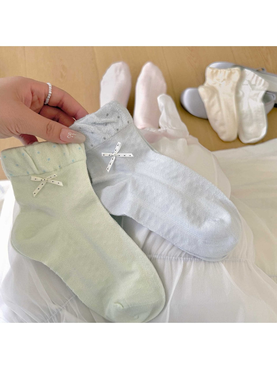 Rufia - Sweet Bow Polka Dot Ankle Socks
