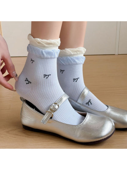 Rufia - Cute Bow Ruffle Crew Socks product image 3