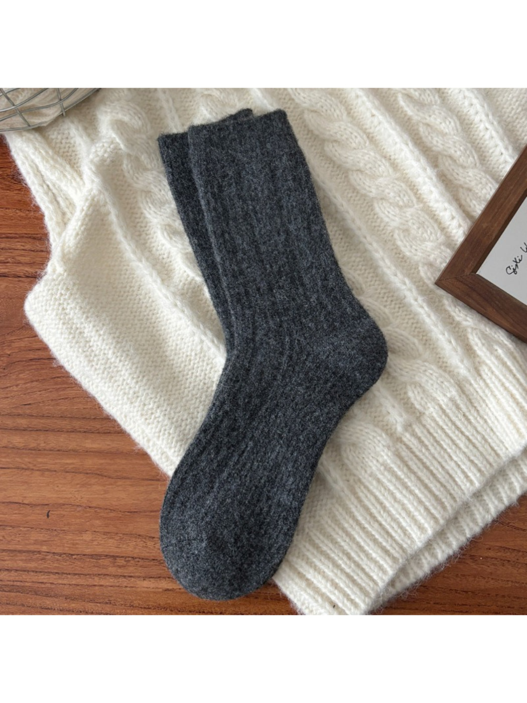 Rufia - Fluffy Soft Rib Knit Crew Socks