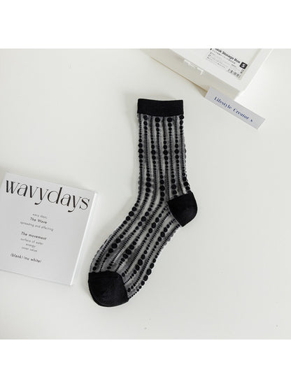 Rufia - Sheer Dot Stripe Mesh Socks