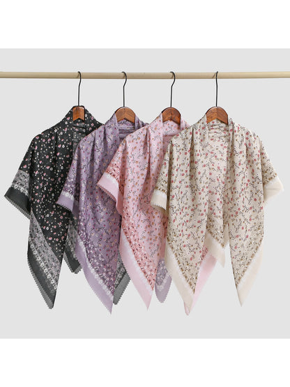 Scarvii - Vintage Border Print Square Scarf