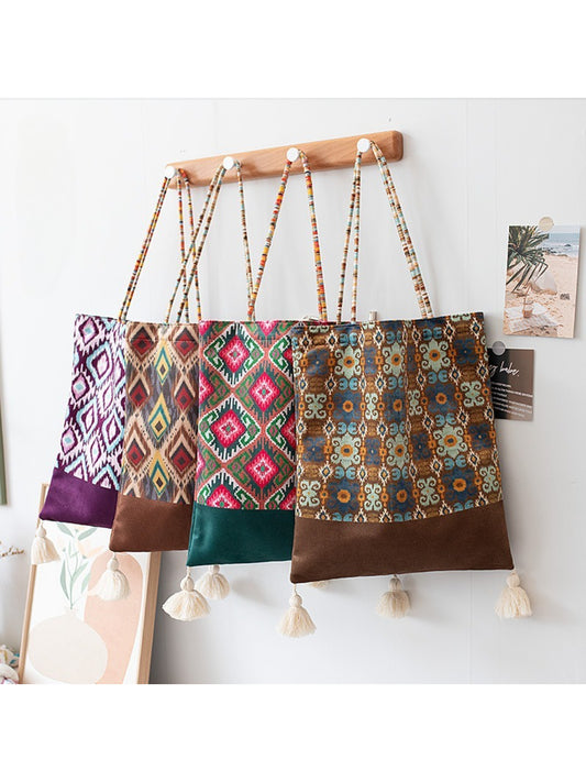Cosbai - Boho Ethnic Tassel Tote
