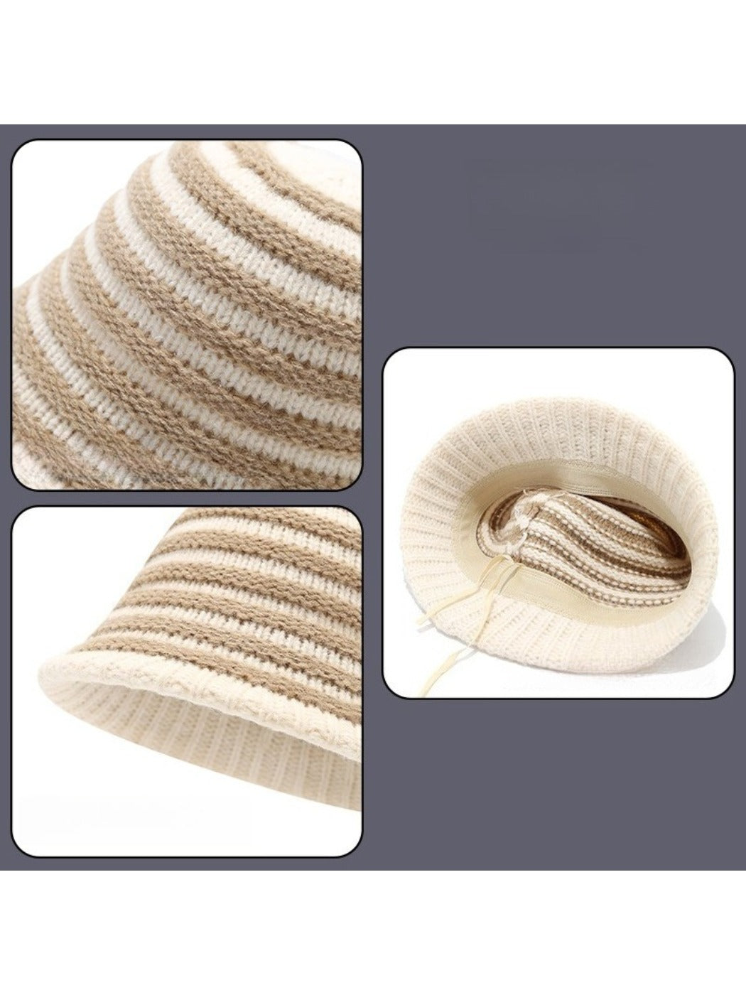 Haila - Striped Knitted Bucket Hat for Women