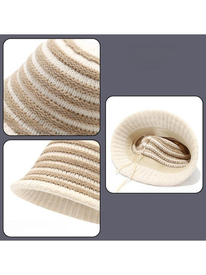 Haila - Striped Knitted Bucket Hat for Women