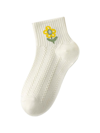 Rufia - Sweet Yellow Floral Pattern Ankle Socks