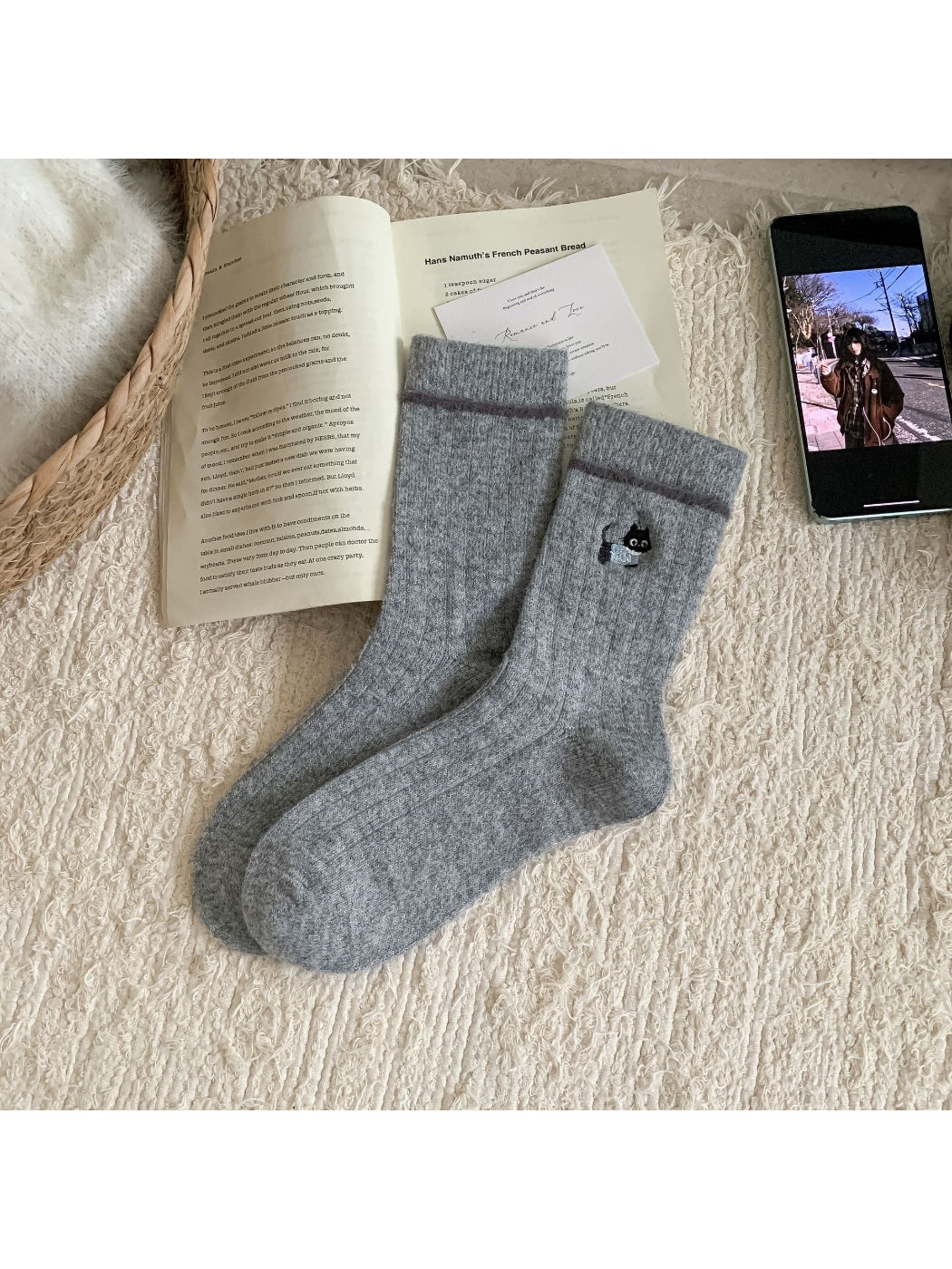 Rufia - Mixed Cat Pattern Crew Socks
