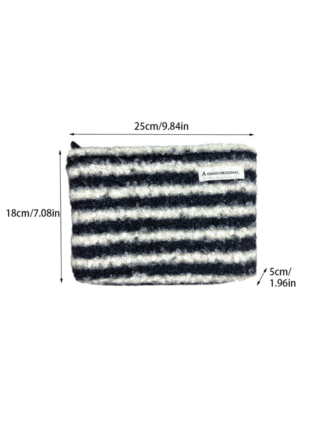Cosbai - Soft Stripe Zip Pouch