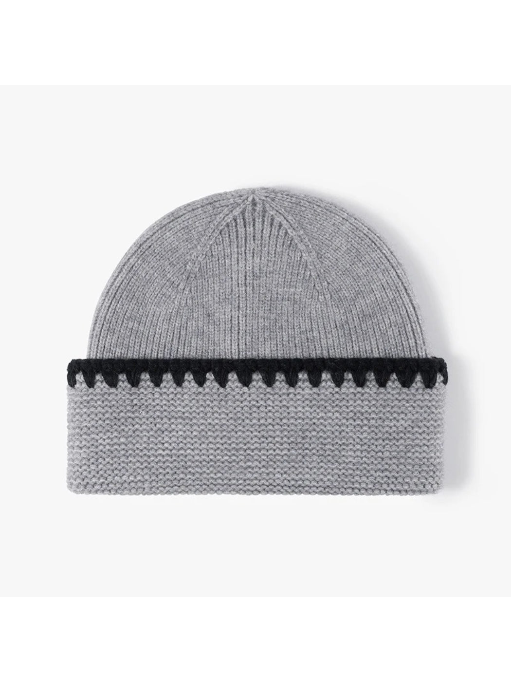 Haila - Contrast Trim Fold-Over Knit Beanie