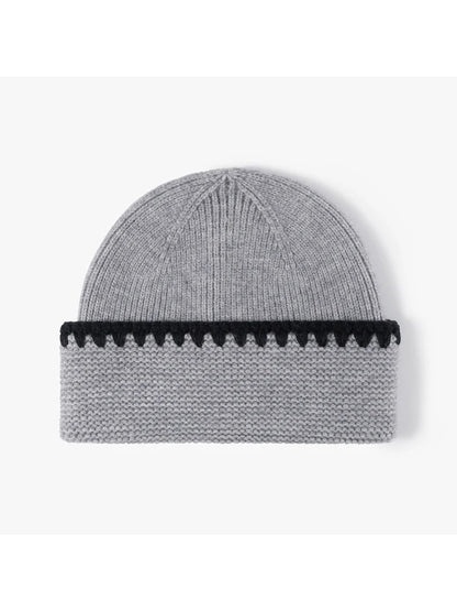 Haila - Contrast Trim Fold-Over Knit Beanie
