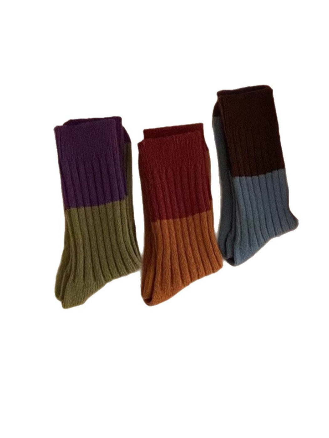 Rufia - Color Block Ribbed Crew Socks