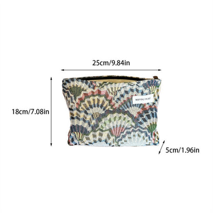 Cosbai - Embroidered Fan Pattern Makeup Bag - Vintage & Practical