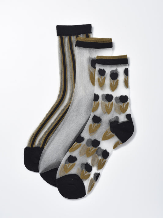 Rufia - Abstract Floral Sheer Crew Socks product image 2