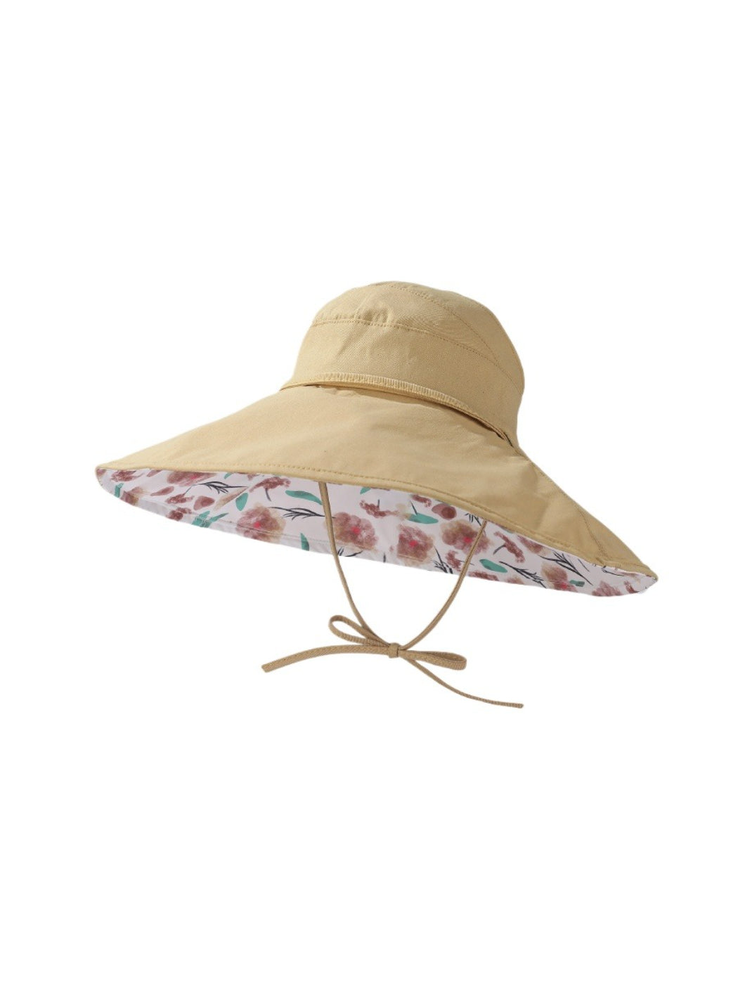 Haila floral reversible wide brim hat with pink and green flower pattern
