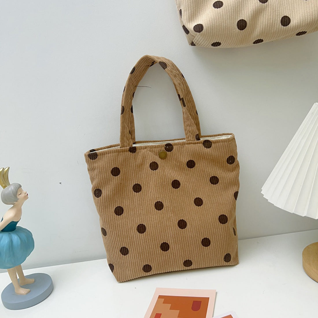 Cosbai - Corduroy Polka Dot Small Handbag