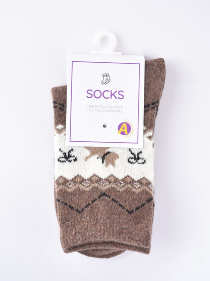 Rufia - Adorable Dog Pattern Thickened Mid-Calf Socks