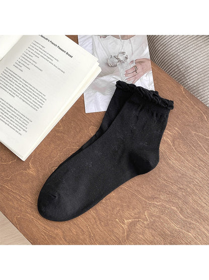 Rufia - Bow Pattern Ruffle Crew Socks