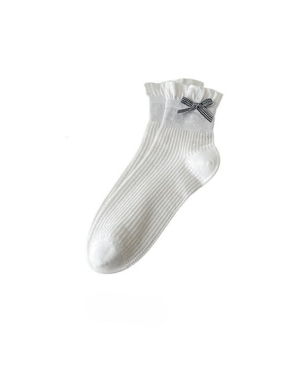 Rufia - Bow Trim Ribbed Ankle Socks product image 4