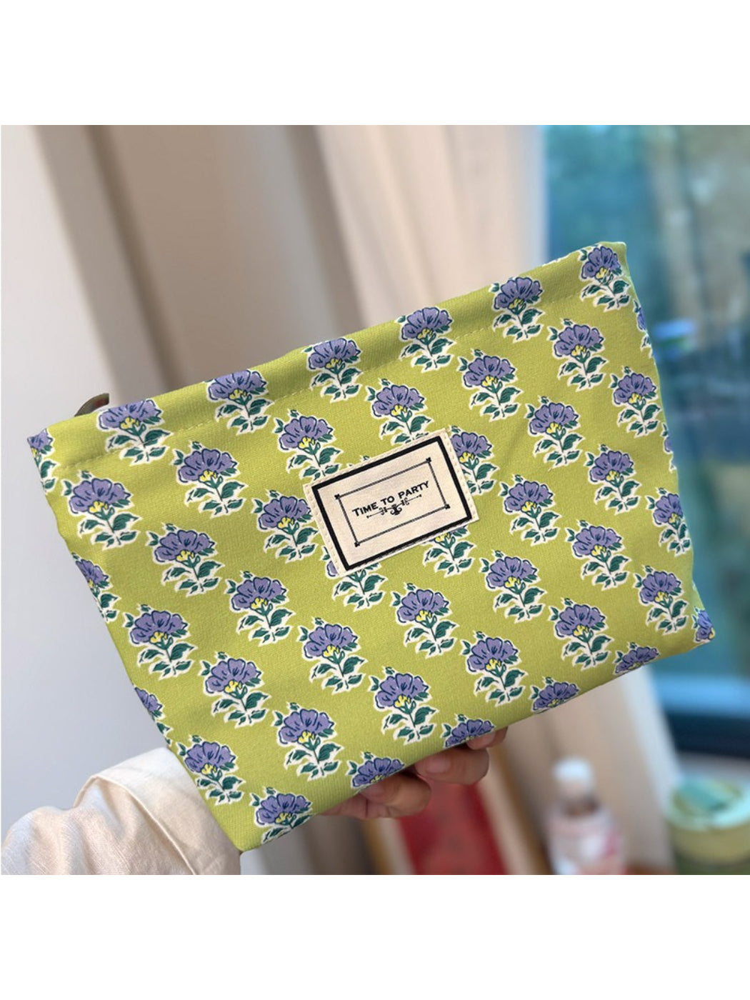 Cosbai - Green Floral Everyday Cosmetic Pouch