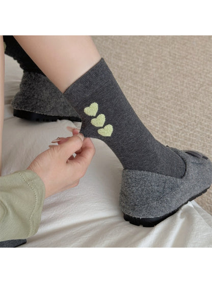 Rufia - Cute Heart Pattern Crew Socks